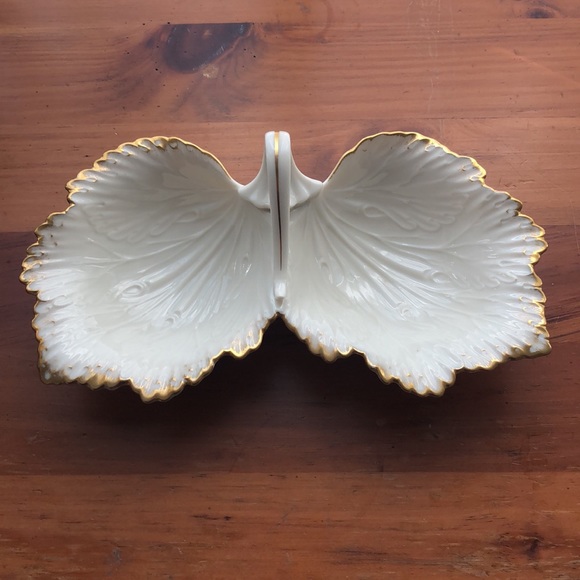 Lenox Double Leaf Accent Ceramic Tray With Handle - Picture 2 of 7